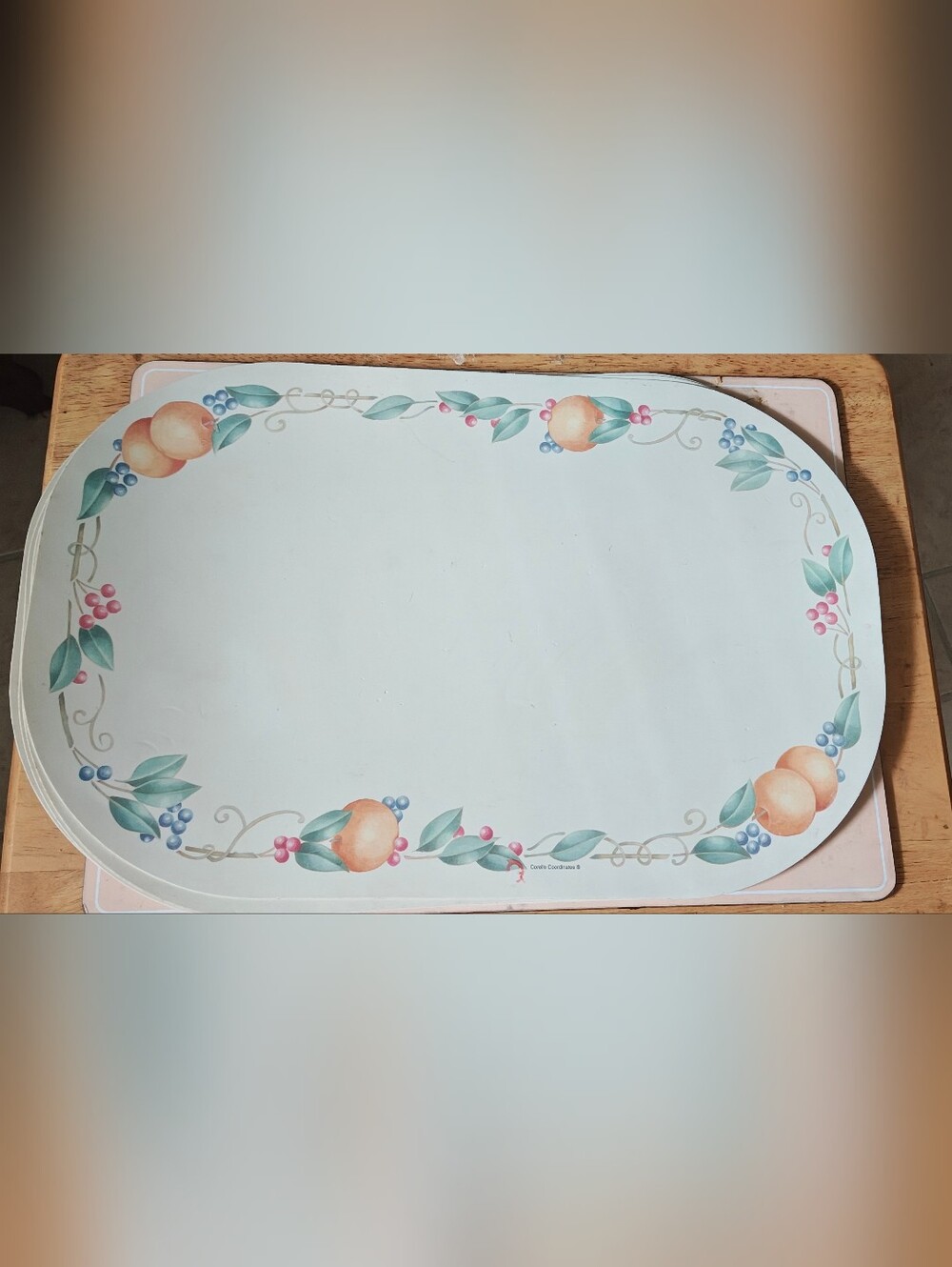 Vintage Corelle Coordinates Placemats with Fruit Border-Set Of 4